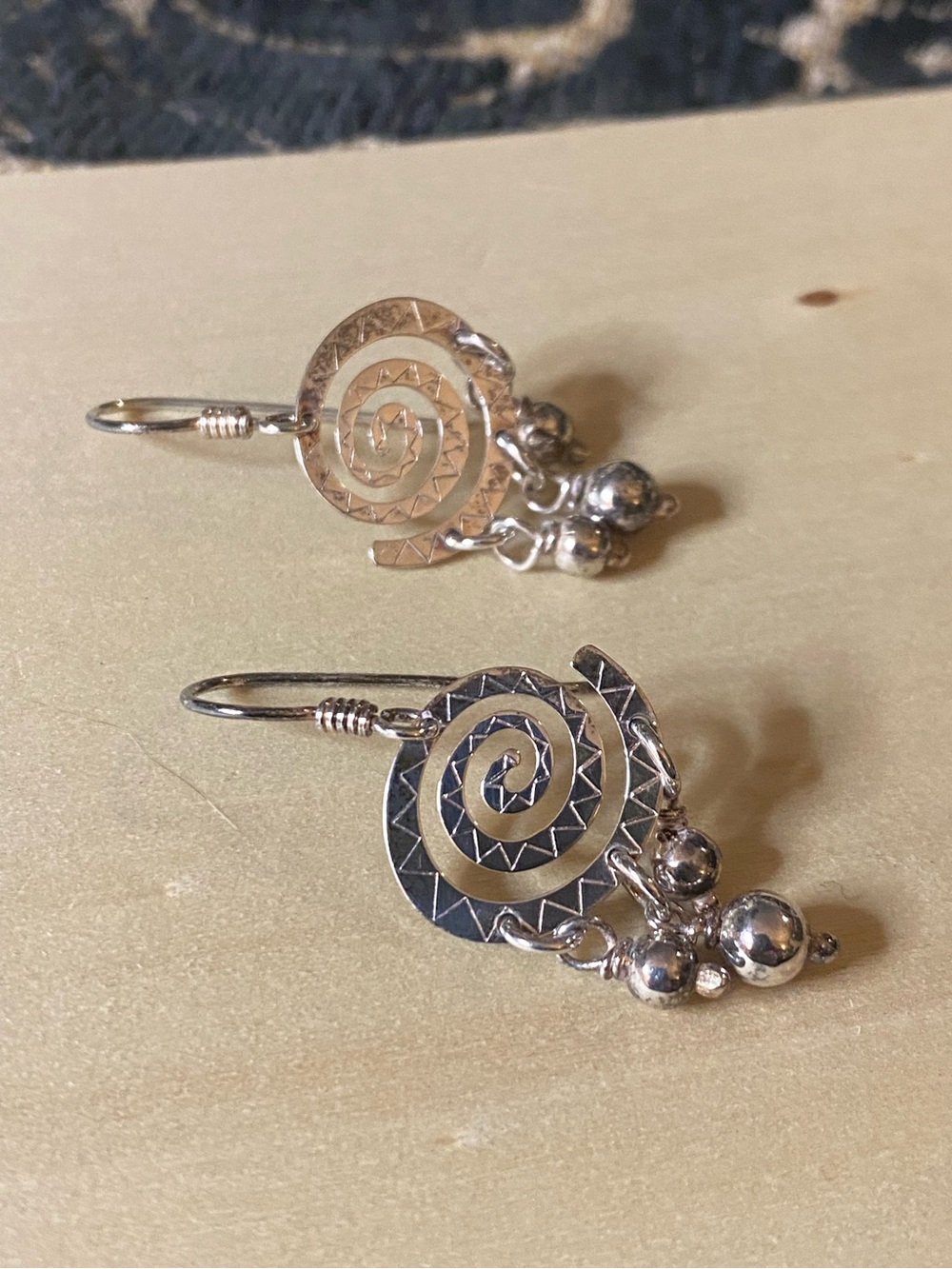 Sterling Silver Spiral Drop Earrings - Silver